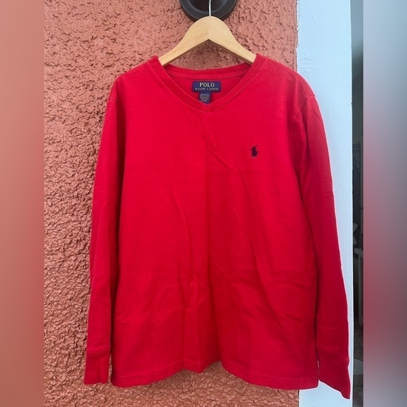 Polo Ralph Lauren Other - Polo by Ralph Lauren Long Sleeve Shirt Youth Medium Red V Neck Size 10-12